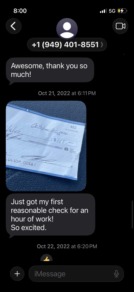 A student's own message about the work they won